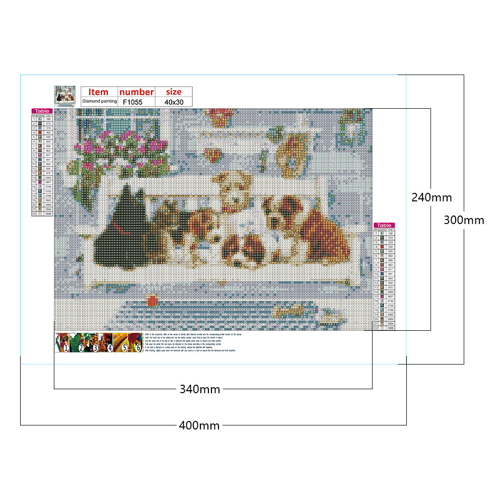 Puppies Resting - Full Square Drill Diamond Painting 40*30CM
