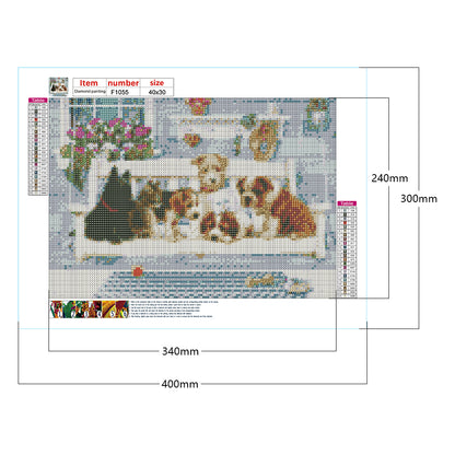 Puppies Resting - Full Square Drill Diamond Painting 40*30CM