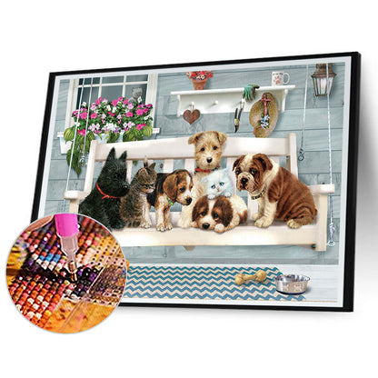 Puppies Resting - Full Square Drill Diamond Painting 40*30CM