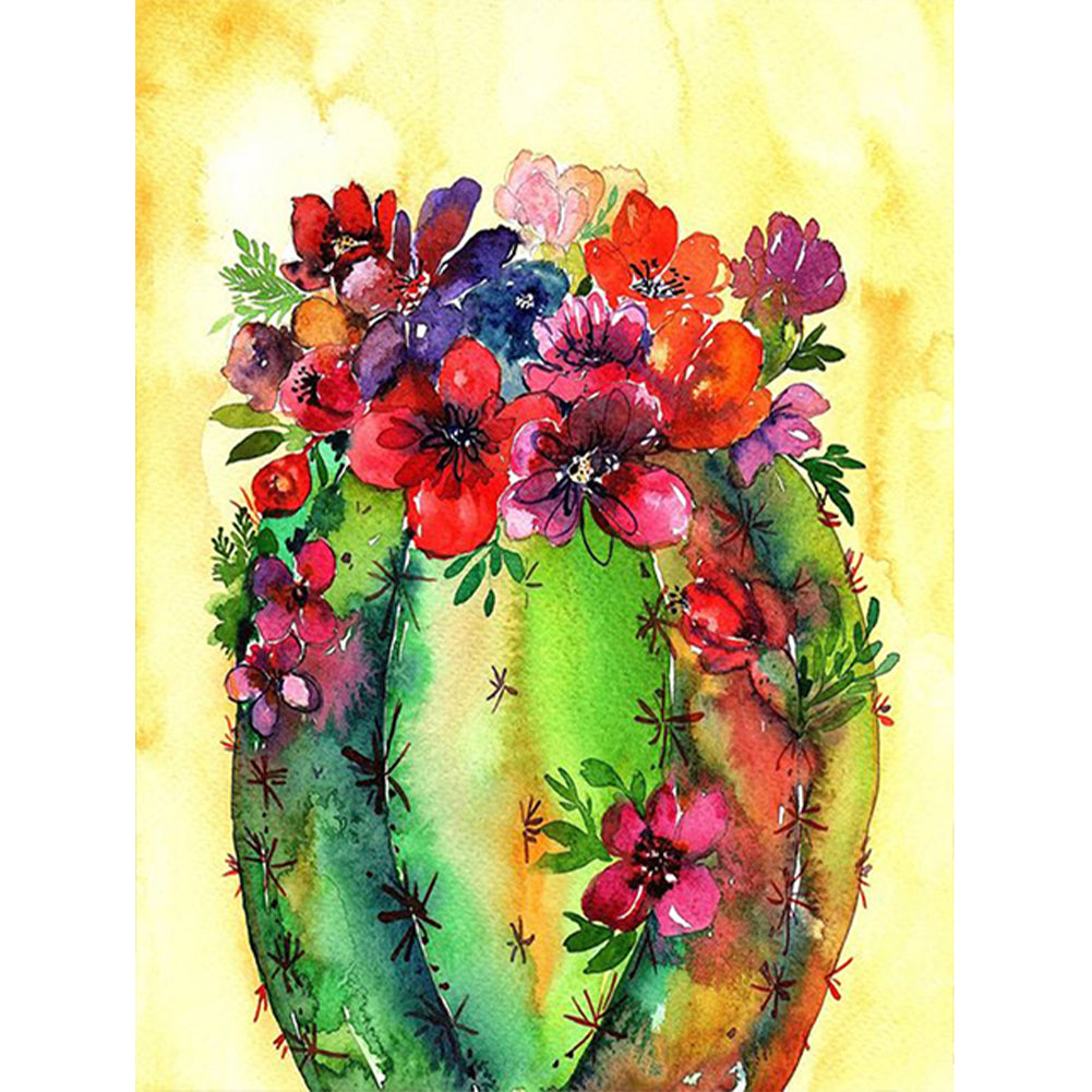 Cactus Flower - Full Round Drill Diamond Painting 30*40CM