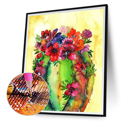 Cactus Flower - Full Round Drill Diamond Painting 30*40CM