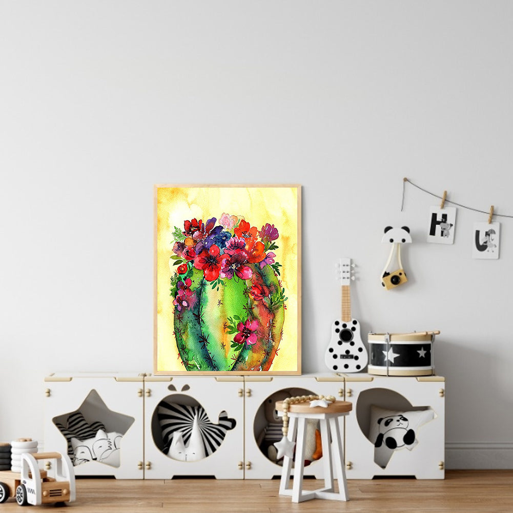 Cactus Flower - Full Round Drill Diamond Painting 30*40CM