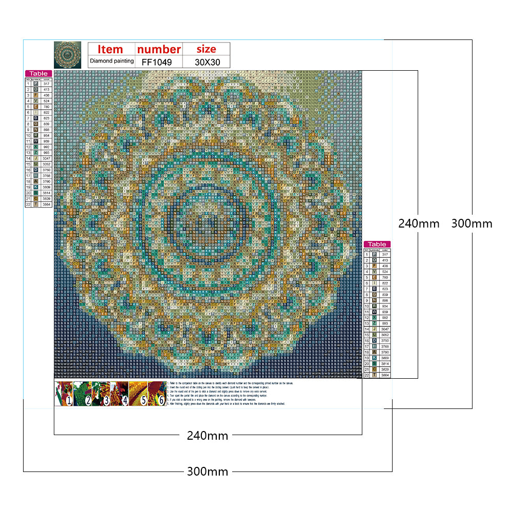 Mandala - Full Square Drill Diamond Painting 30*30CM