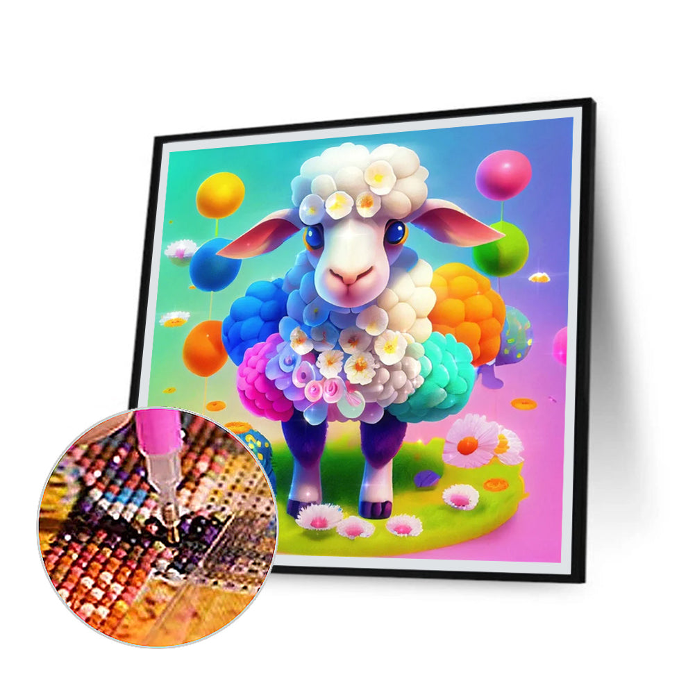 Rainbow Lamb - Full Round Drill Diamond Painting 50*50CM