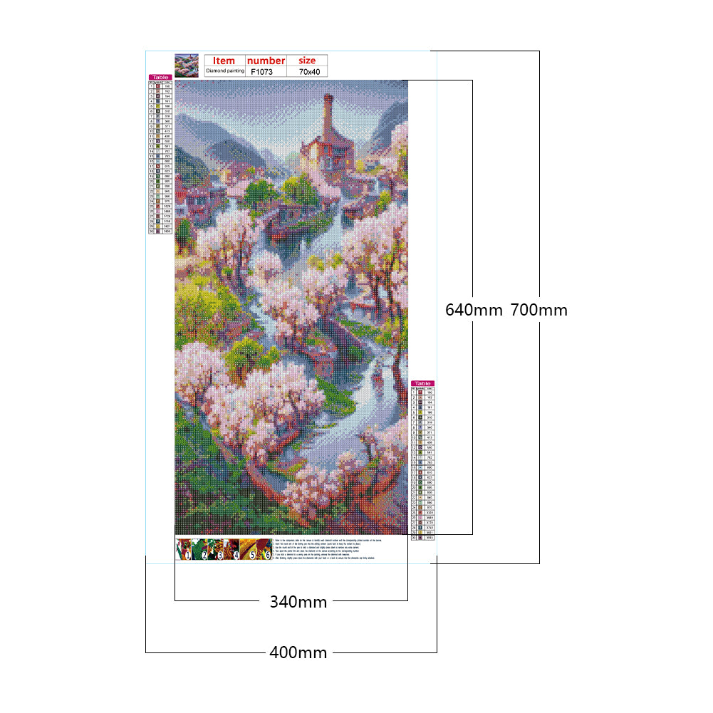 Dream Peach Blossom House - Full Square Drill Diamond Painting 40*70CM