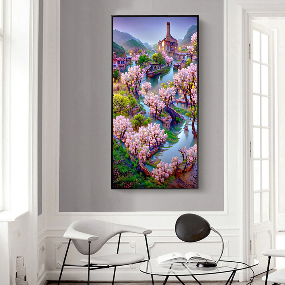 Dream Peach Blossom House - Full Square Drill Diamond Painting 40*70CM