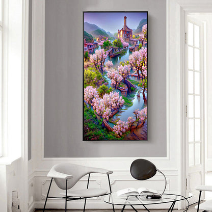 Dream Peach Blossom House - Full Square Drill Diamond Painting 40*70CM