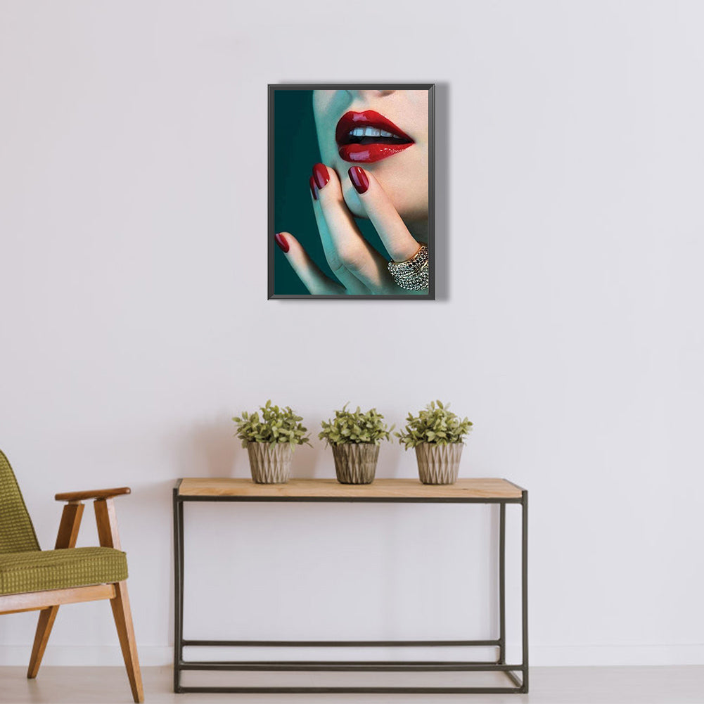 Red Lips Woman - Full Round Drill Diamond Painting 30*40CM