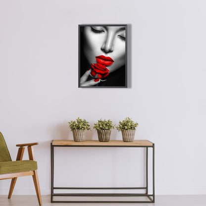 Red Lips Woman - Full Round Drill Diamond Painting 30*40CM