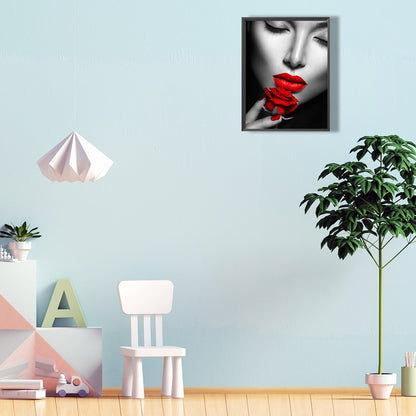 Red Lips Woman - Full Round Drill Diamond Painting 30*40CM