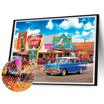 Blue Car - Full Round Drill Diamond Painting 40*30CM