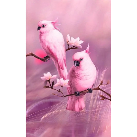 Pink Parrot On Branch - Full Round Drill Diamond Painting 40*60CM