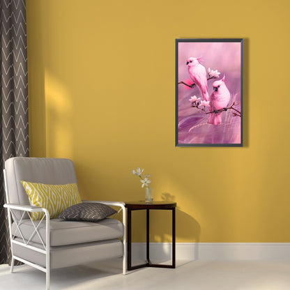 Pink Parrot On Branch - Full Round Drill Diamond Painting 40*60CM
