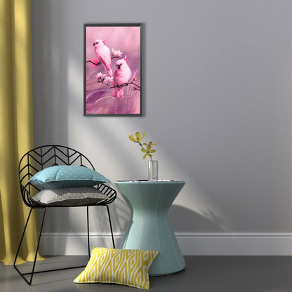Pink Parrot On Branch - Full Round Drill Diamond Painting 40*60CM