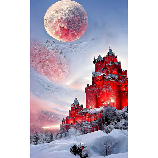 Snow Mountain Castle - Full Round Drill Diamond Painting 40*60CM