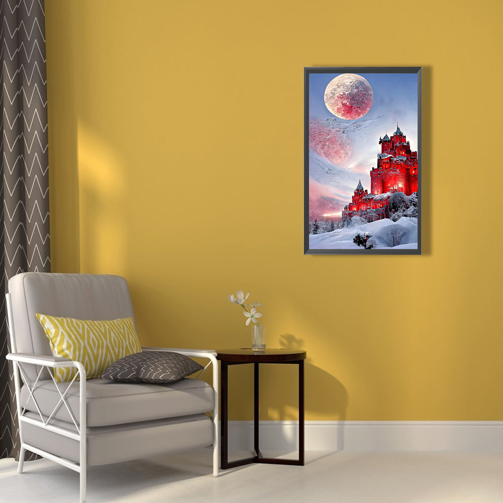 Snow Mountain Castle - Full Round Drill Diamond Painting 40*60CM