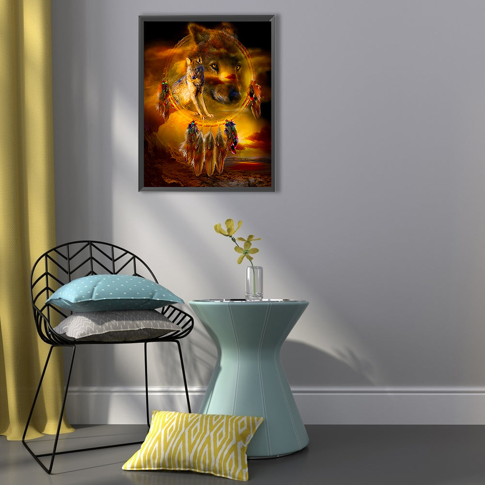 Wolf Head Dream Catcher - Full Round Drill Diamond Painting 50*60CM