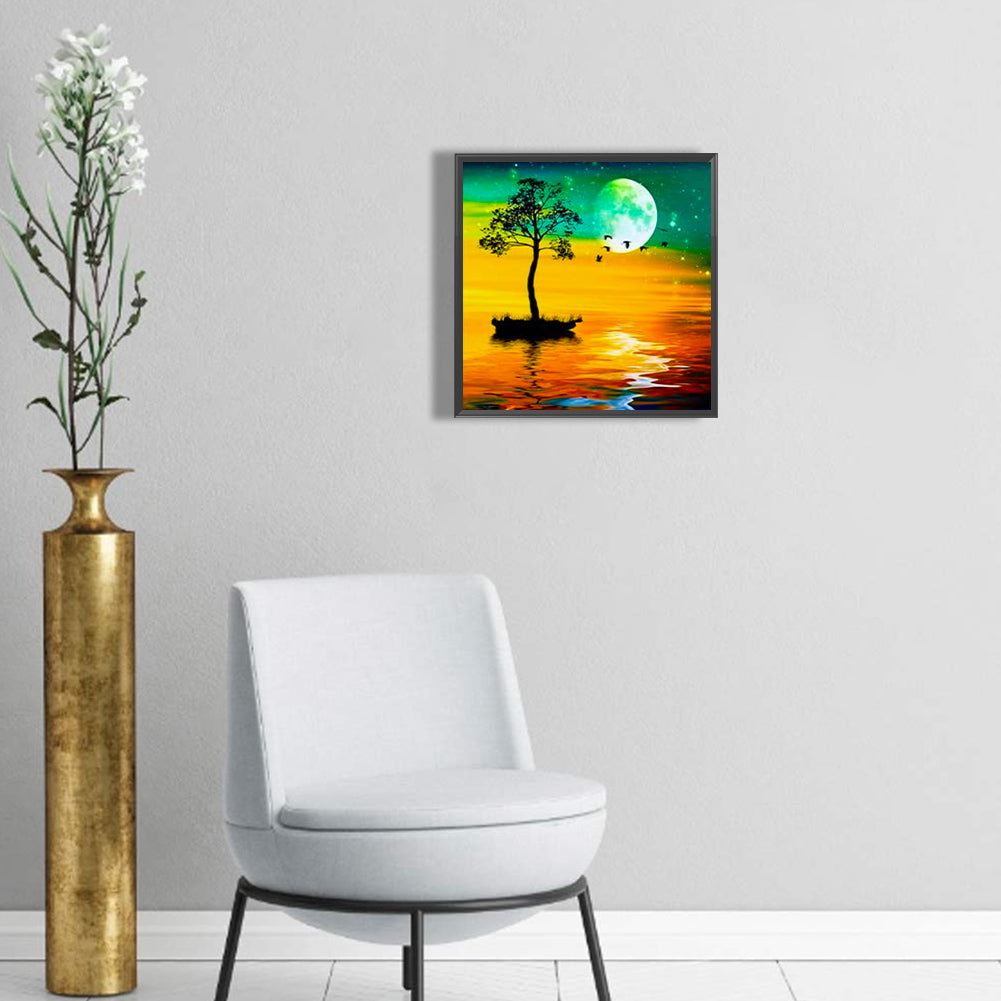 Moon Tree Shadow - Full Round Drill Diamond Painting 30*30CM