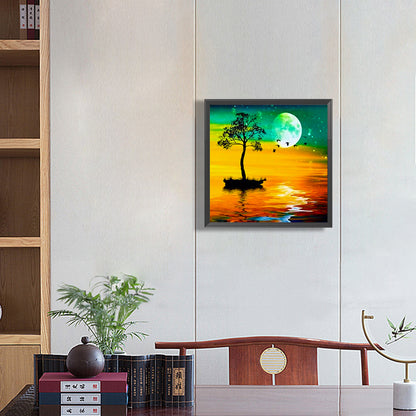 Moon Tree Shadow - Full Round Drill Diamond Painting 30*30CM