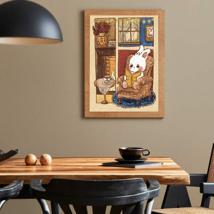 Little White Rabbit Reading A Book - Full Round Drill Diamond Painting 40*50CM