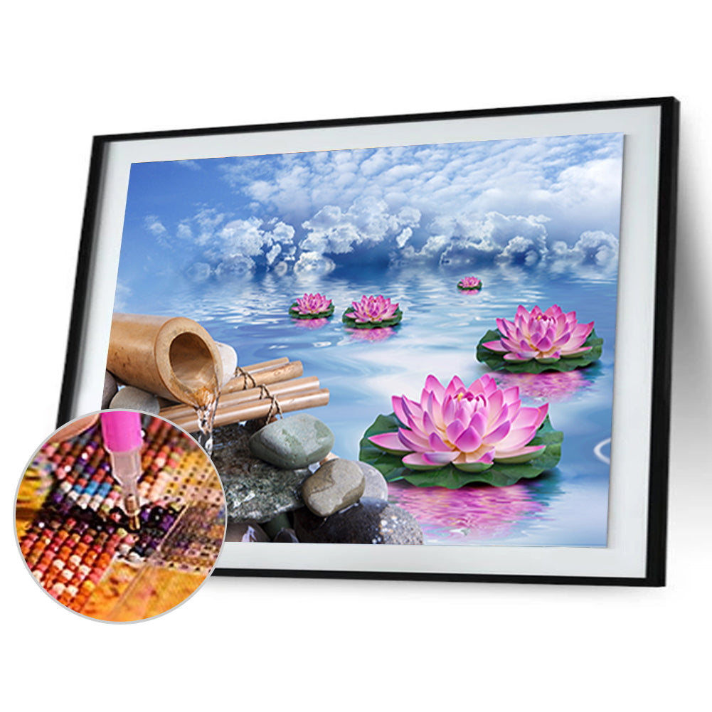 Flowing Lotus - Full Square Drill Diamond Painting 40*30CM