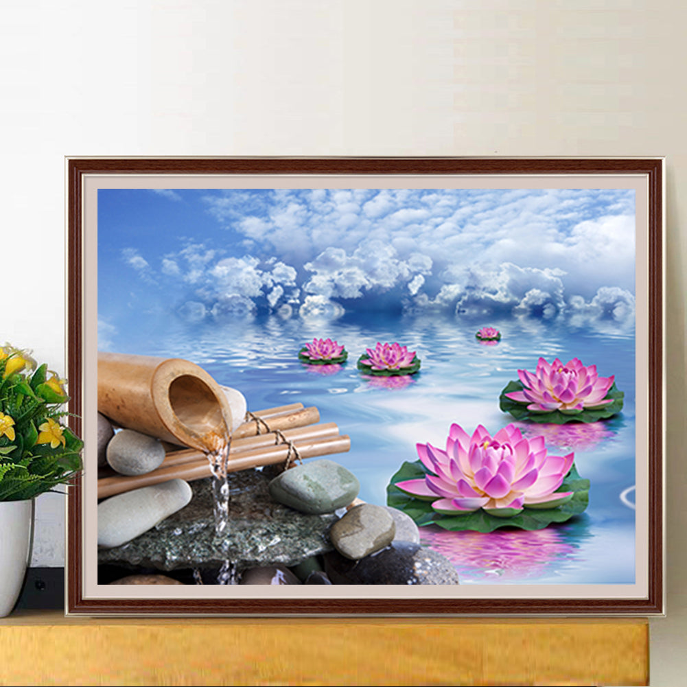 Flowing Lotus - Full Square Drill Diamond Painting 40*30CM