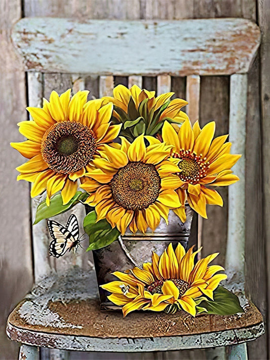 Sunflower On Chair - Full Square Drill Diamond Painting 40*50CM