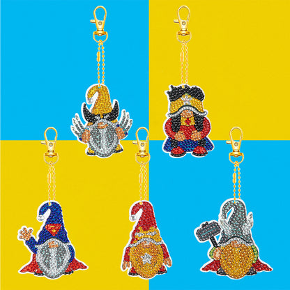 5pcs Diamonds Painting Keychain Crystal DIY Goblin Special-shaped Drill Decor