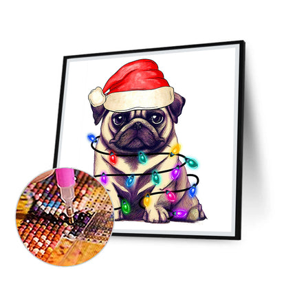 Lantern Puppy - Full Round Drill Diamond Painting 30*30CM