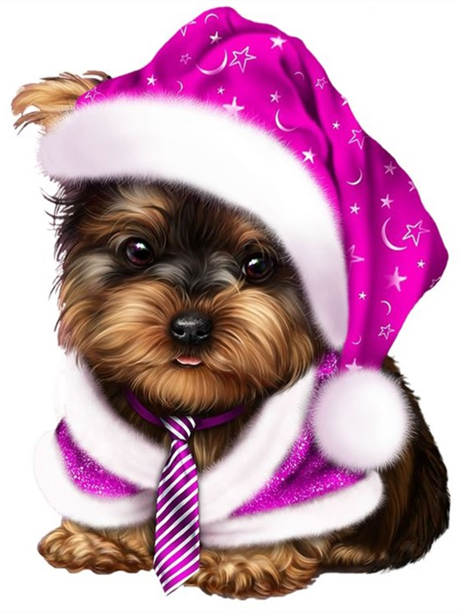 Purple Hat Puppy - Full Round Drill Diamond Painting 30*40CM
