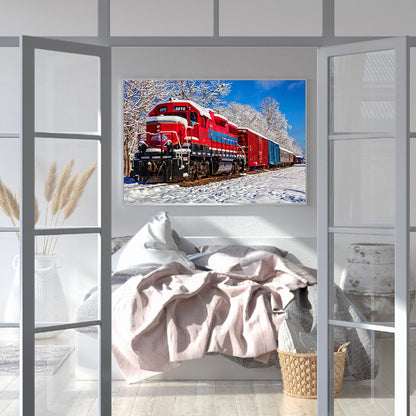 Red Train - Full Round Drill Diamond Painting 60*50CM