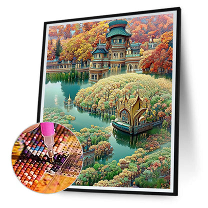 Flower Castle - Full Round Drill Diamond Painting 40*50CM