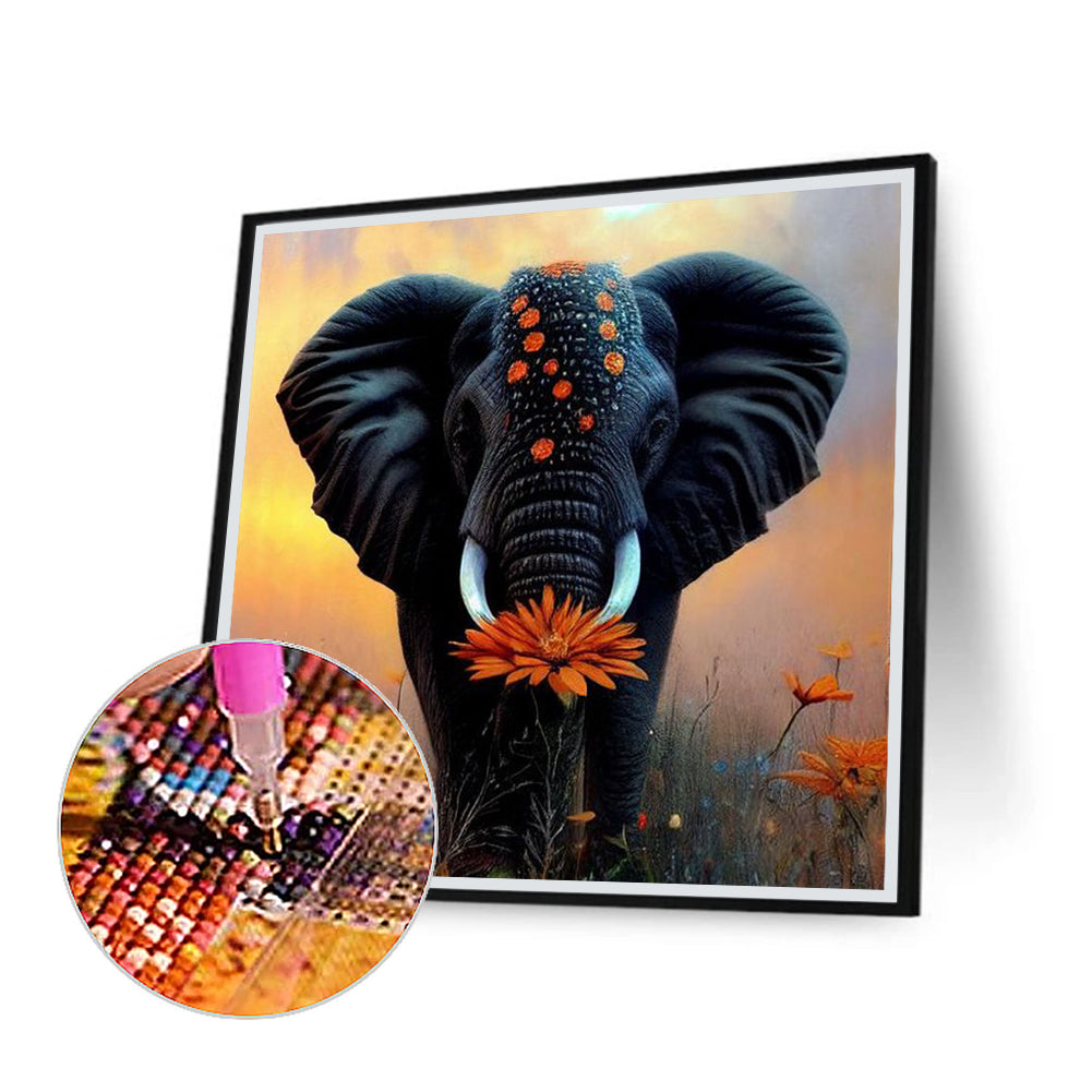 Black Elephant - Full Round Drill Diamond Painting 30*30CM