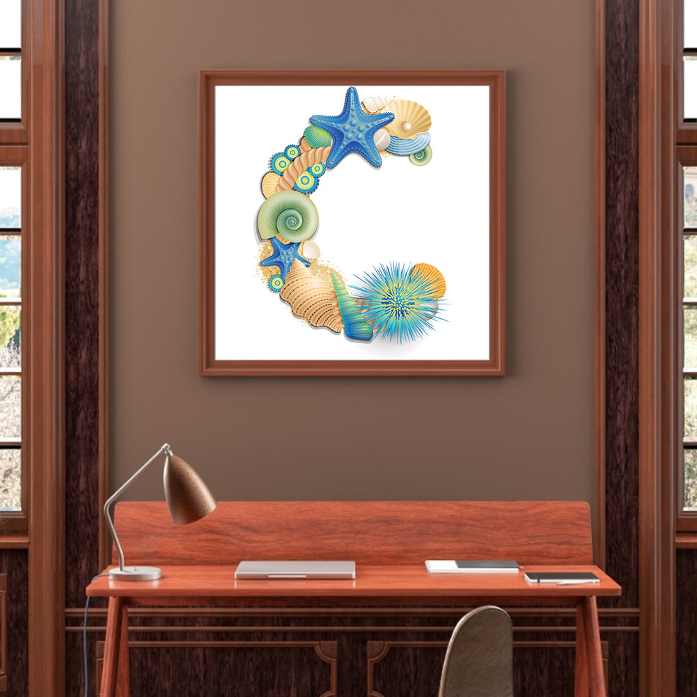 Shell Letter C - Full Round Drill Diamond Painting 30*30CM