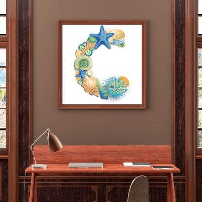 Shell Letter C - Full Round Drill Diamond Painting 30*30CM