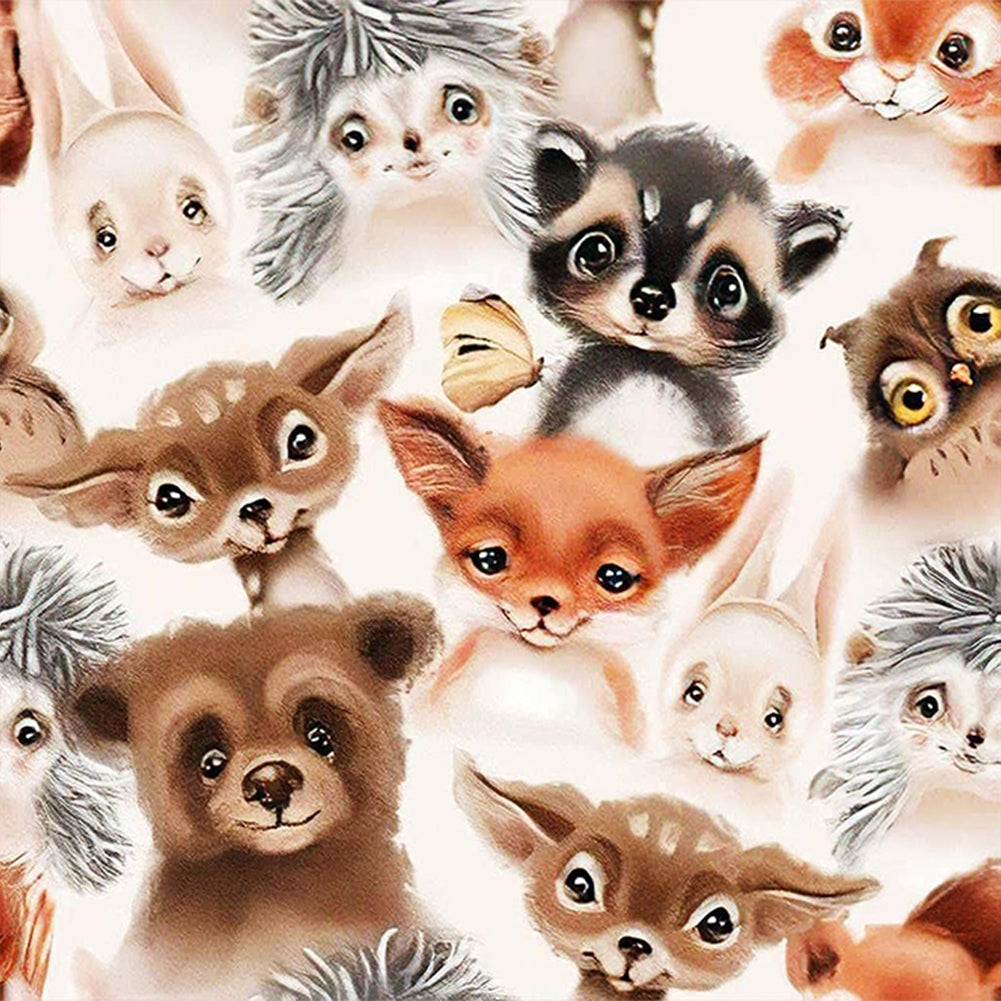 Group Photo Of Animals - Full Round Drill Diamond Painting 30*30CM