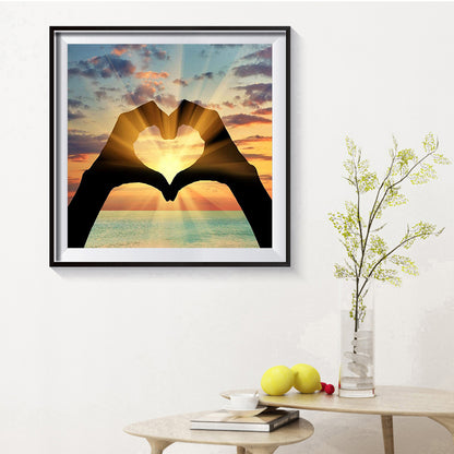 Couple Love Gesture - Full Round Drill Diamond Painting 30*30CM