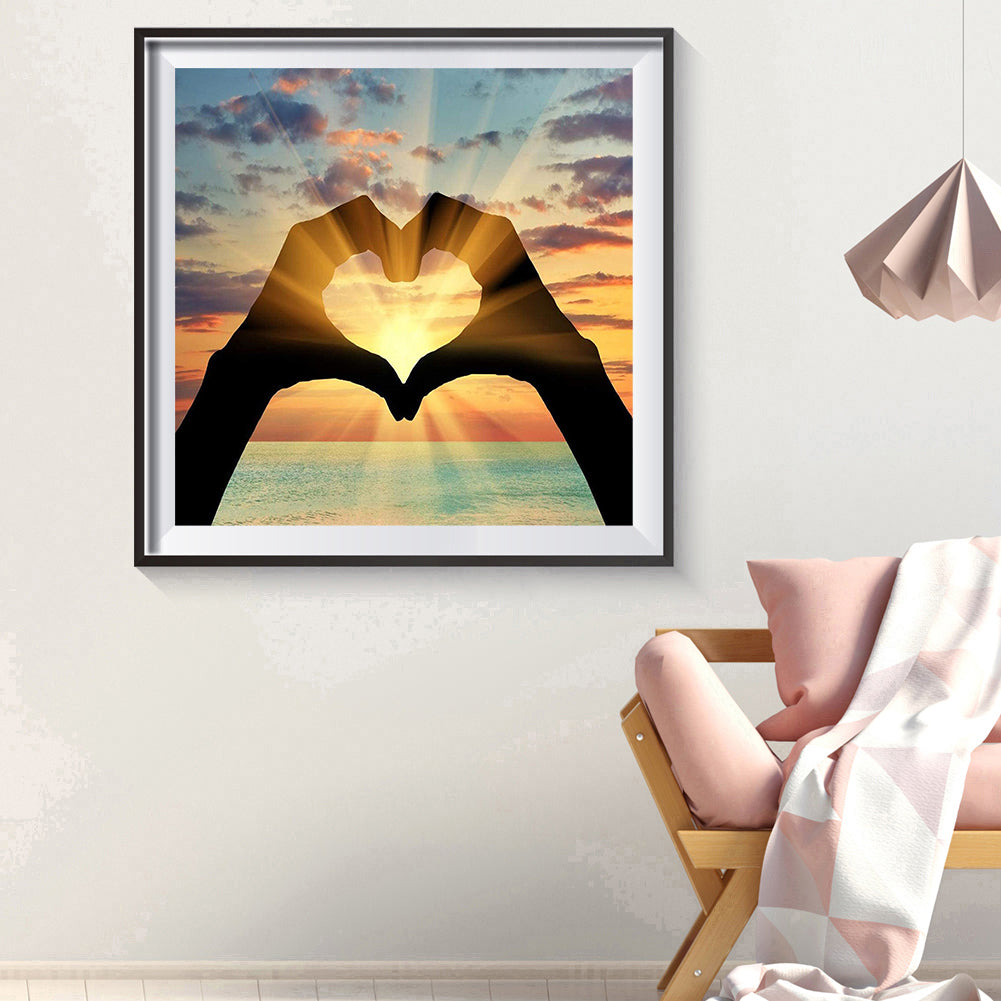 Couple Love Gesture - Full Round Drill Diamond Painting 30*30CM