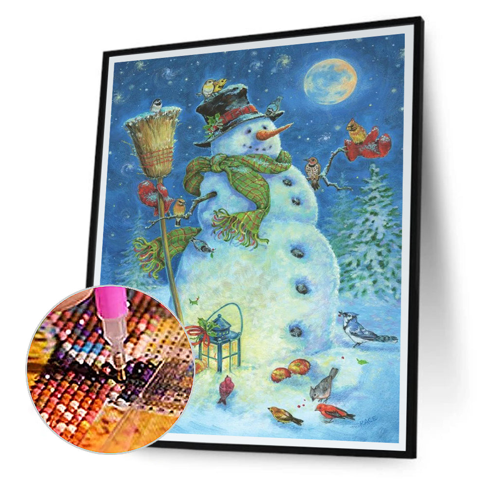 Winter Snowman - Full Round Drill Diamond Painting 30*40CM