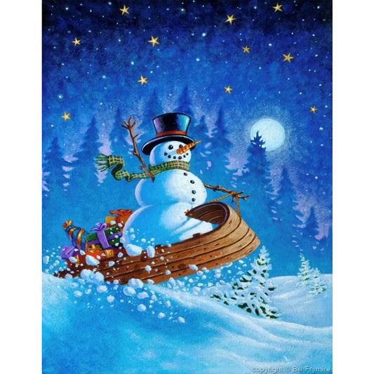 Winter Snowman - Full Round Drill Diamond Painting 30*40CM