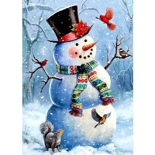 Winter Snowman - Full Round Drill Diamond Painting 30*40CM