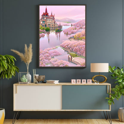 Fantasy Pink Castle - Full Round Drill Diamond Painting 30*40CM