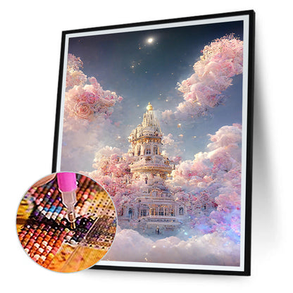 Fantasy Pink Rose Castle - Full Round Drill Diamond Painting 30*40CM