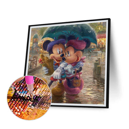 Disney Mickey And Minnie Mouse In Paris - Full Round Drill Diamond Painting 30*30CM