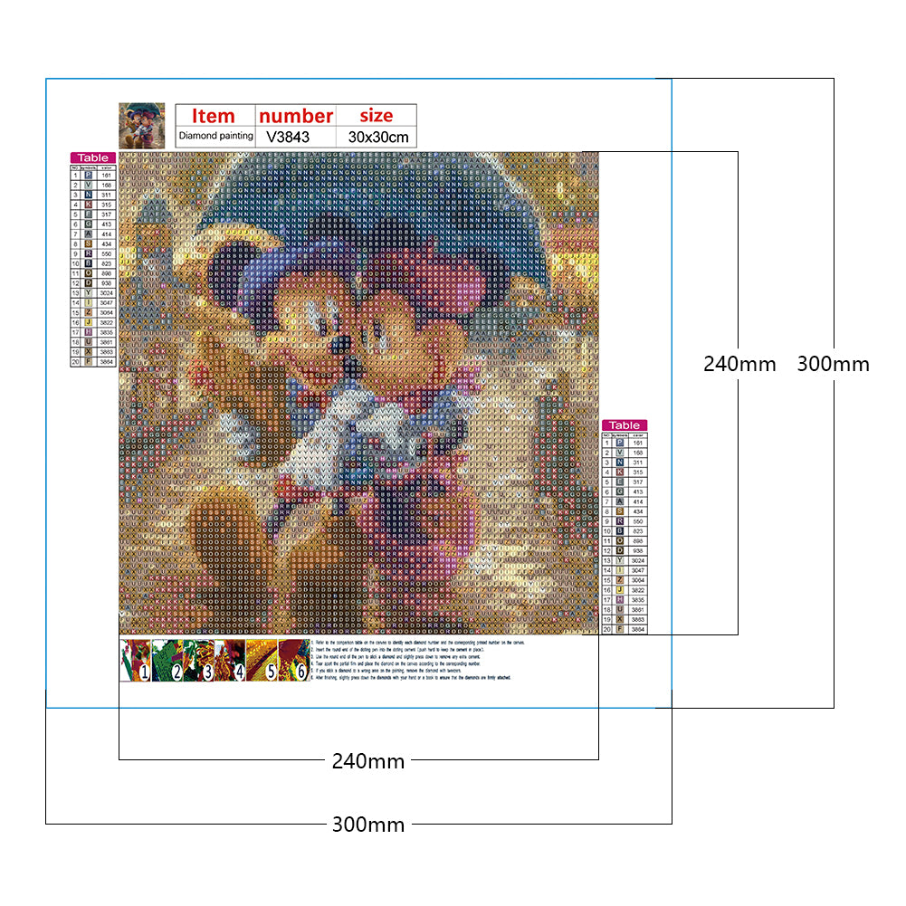 Disney Mickey And Minnie Mouse In Paris - Full Round Drill Diamond Painting 30*30CM