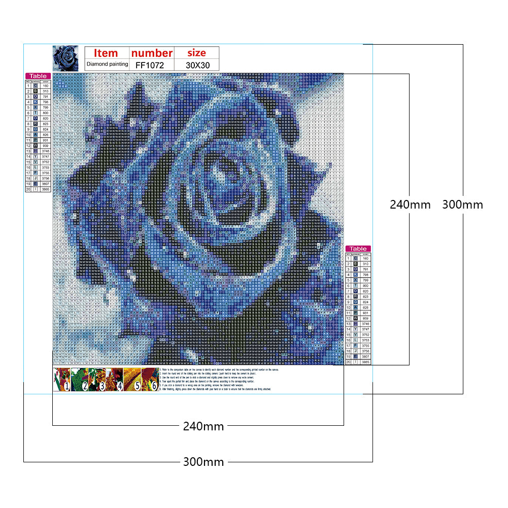 Blue Rose - Full Square Drill Diamond Painting 30*30CM