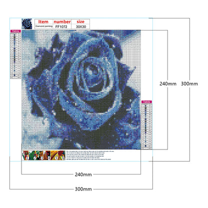 Blue Rose - Full Square Drill Diamond Painting 30*30CM