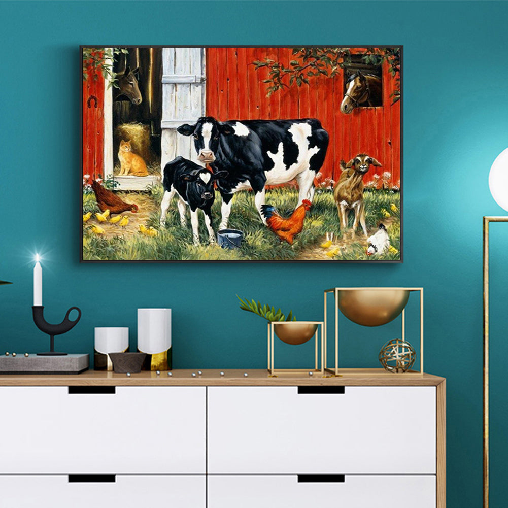 Farm Cow - Full Round Drill Diamond Painting 50*40CM