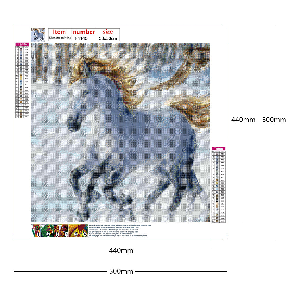 Running White Horse - Full Square Drill Diamond Painting 50*50CM