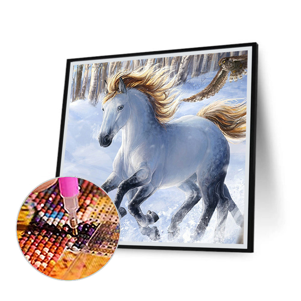 Running White Horse - Full Square Drill Diamond Painting 50*50CM